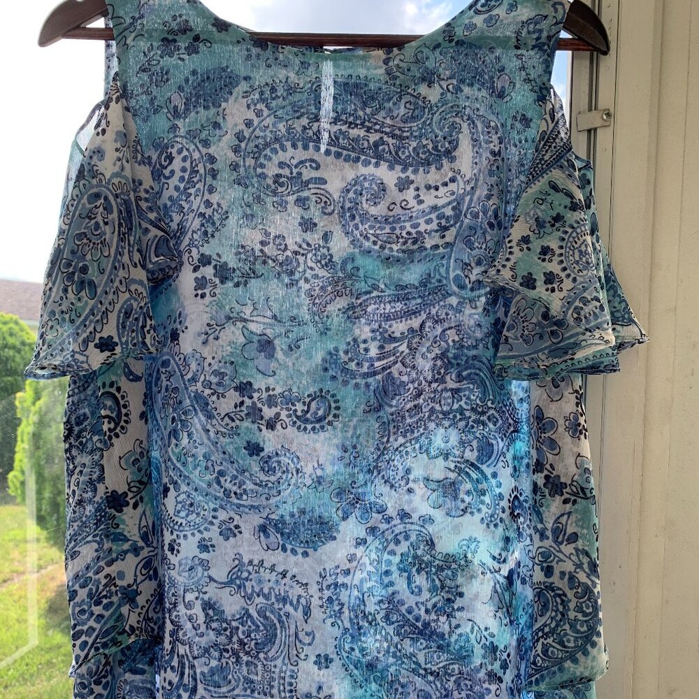 NEW: Women's Sion Blue Sleeveless Blouse